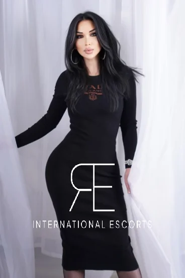Cosmopolitan Rosaline in elegant black dress, Russian beauty with style