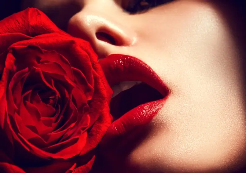 Model with a red rose